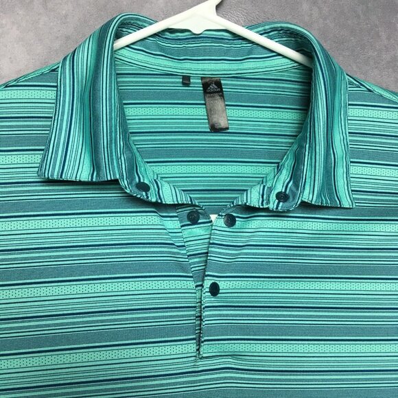 Adidas Mens Primegreen Polo Shirt size Large Short Sleeve Teal Blue Stretch - Picture 3 of 14